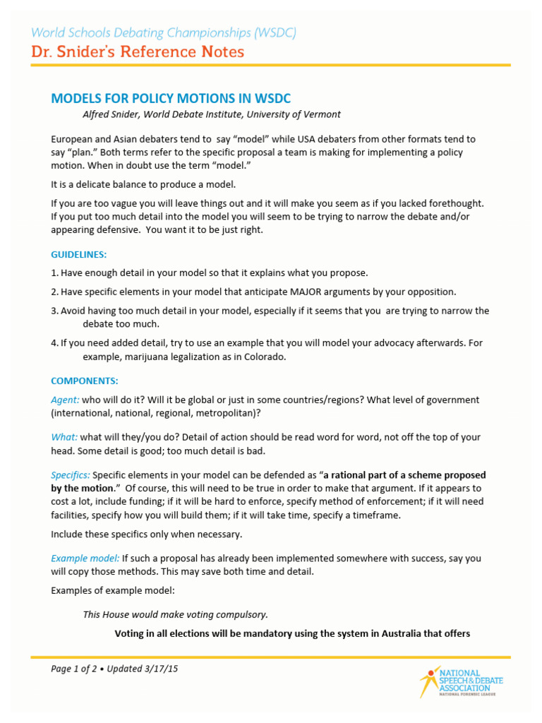 Policy Motion Model Guidelines | PDF | Voting