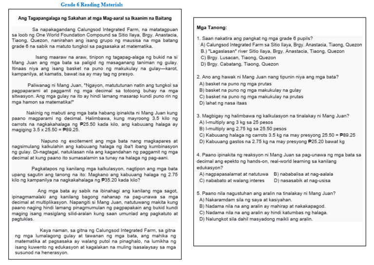 Grade 6FilipinoLocalized Reading Materials 2 PDF