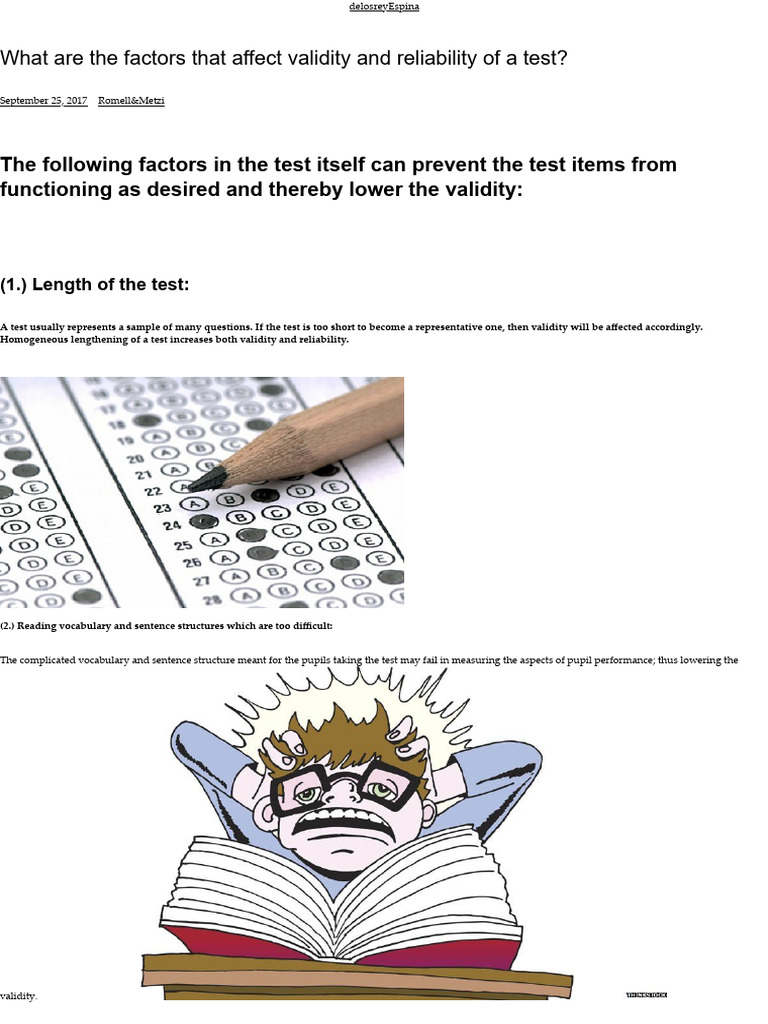 What Are The Factors That Affect Validity and Reliability of A Test ...