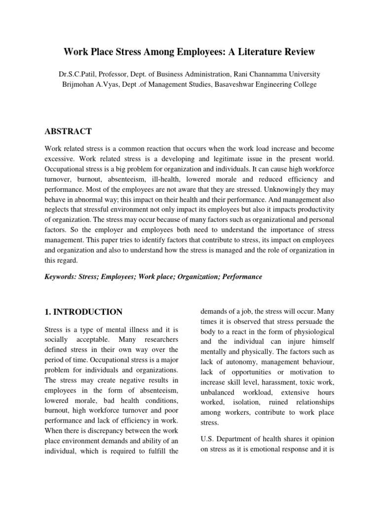 Workplace Stress: Causes and Effects | PDF | Occupational Stress ...