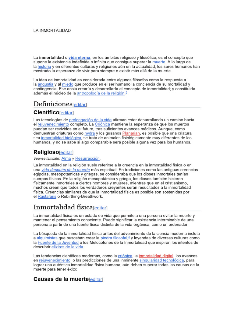 Conceptos de Inmortalidad y Vida Eterna | PDF | Inmortalidad