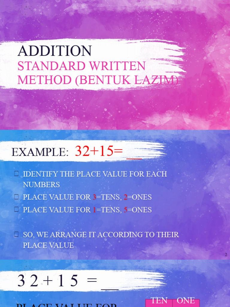 Addition: Standard Written Method (Bentuk Lazim) | PDF | Teaching ...