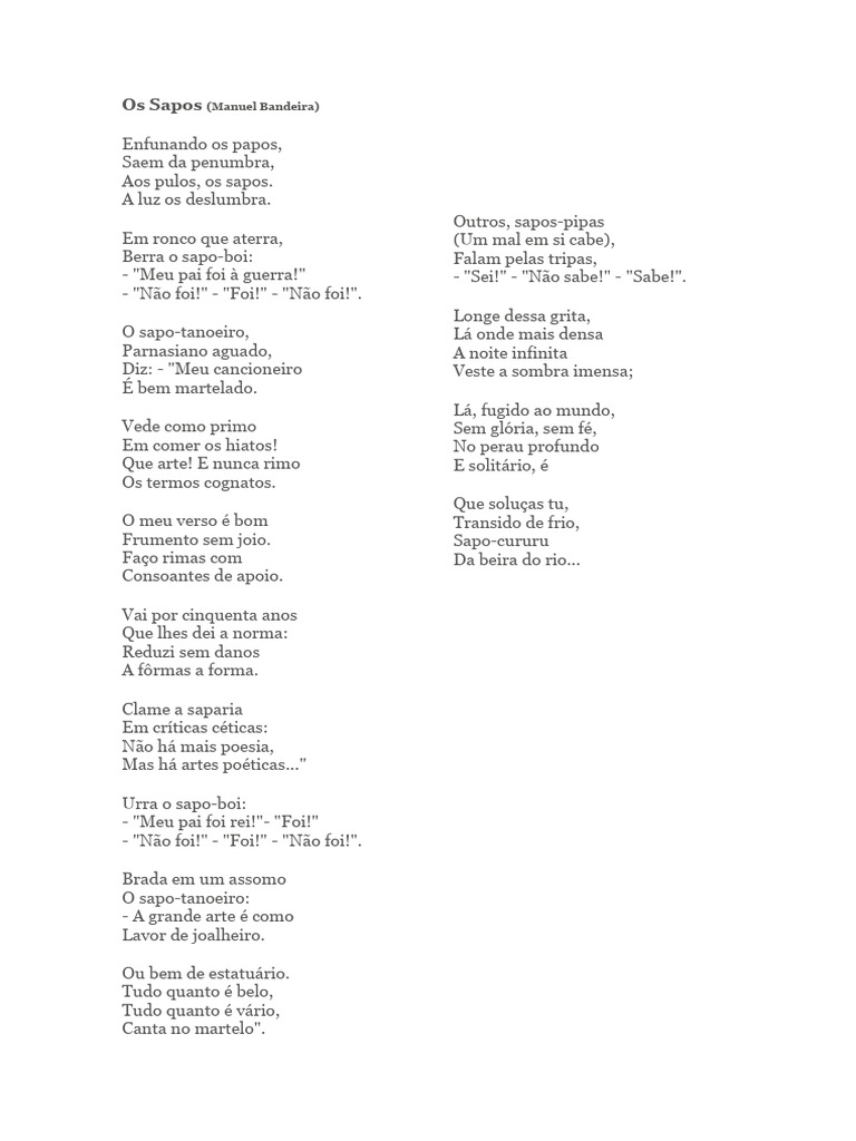 Poema "Os Sapos" de Manuel Bandeira | PDF