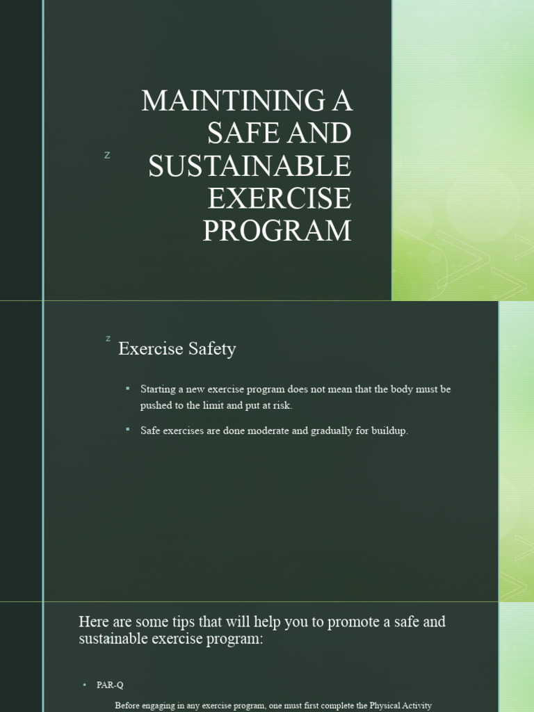 Safe and Sustainable Exercise Program | PDF | Physical Fitness ...