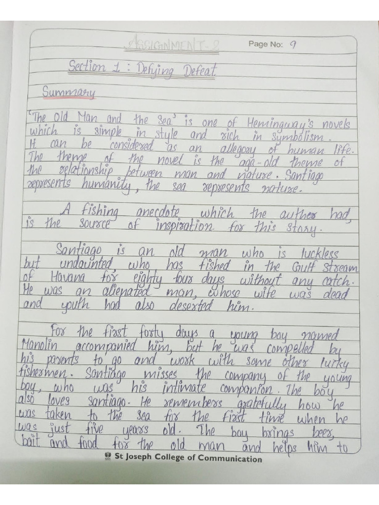 The Old Man and The Sea Section 1 Notes PDF