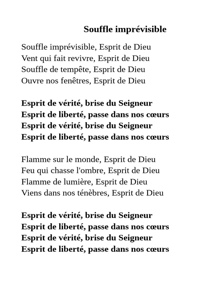 Souffle Imprévisible : Esprit de Dieu | PDF