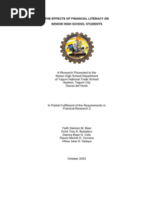 THE EFFECTS OF FINANCIAL LITERACY ON  SENIOR HIGH SCHOOL STUDENTS