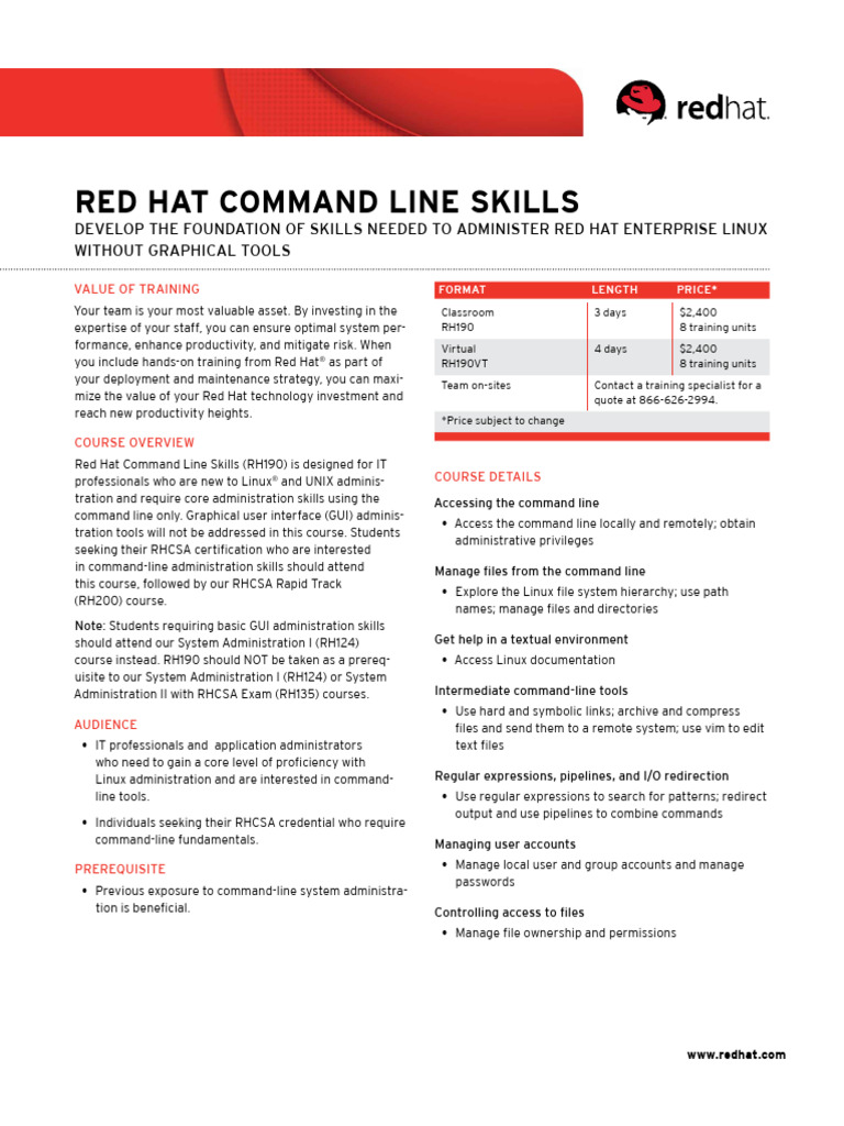 Red Hat Command Line Linux Skills | PDF | Command Line Interface | Red Hat