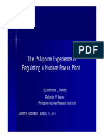 The Philippine Experience in Regulating A Nuclear Power Plant