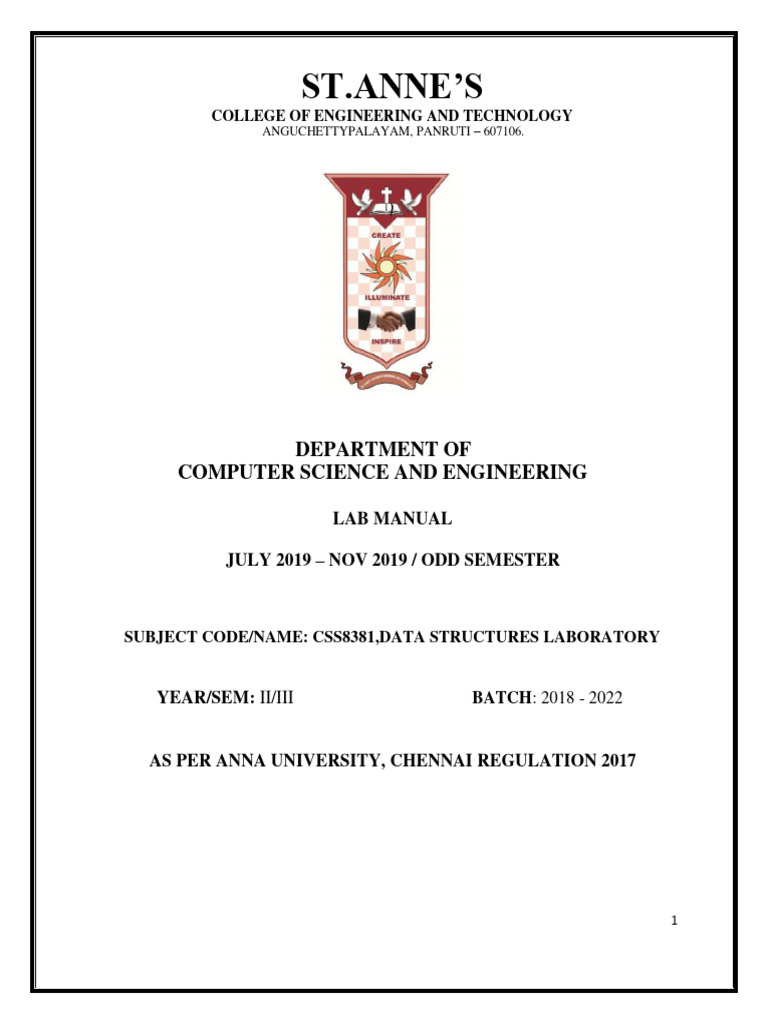 CS8381-DATA STRUCTURES LABORATORY-669982130-CSE DS Lab Manual (Asmath ...