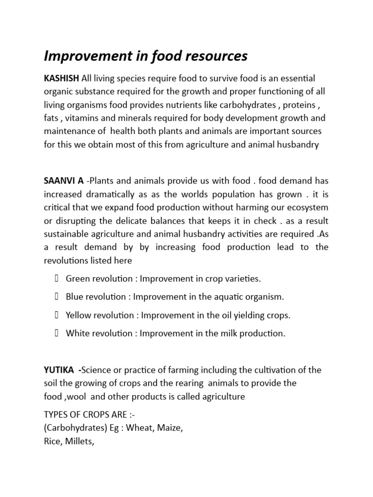 Enhancing Food Resources for Sustainability | PDF | Foods | Agriculture