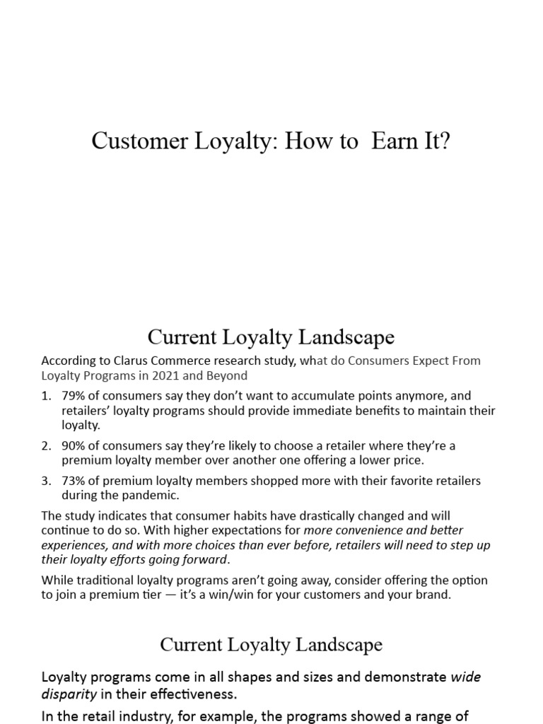 Earning Customer Loyalty in 2021 | PDF | Loyalty Program | Retail