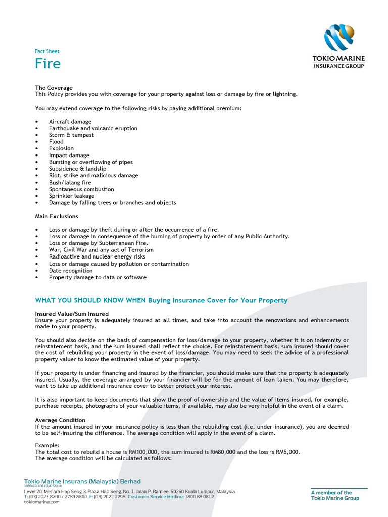 Fire Insurance Coverage Guide | PDF | Insurance | Indemnity