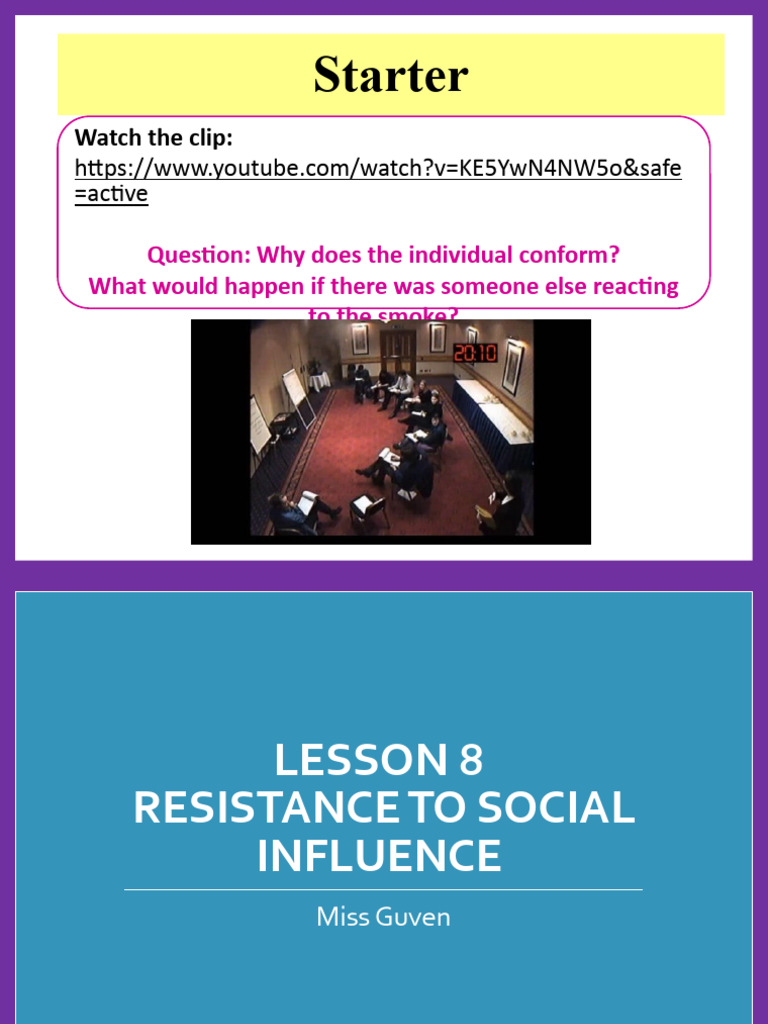 Lesson 8 Resistance to Social Influence | PDF | Obedience (Human ...