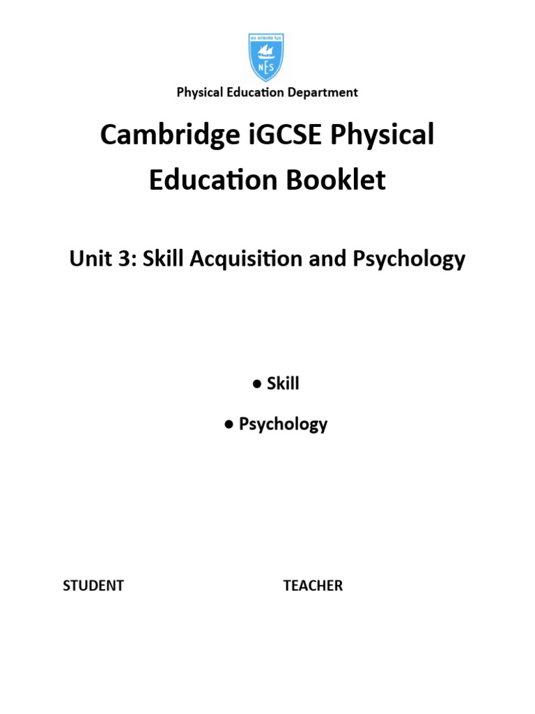Unit 3 - Skill Acquisition and Psychology | PDF | Motivational | Motivation