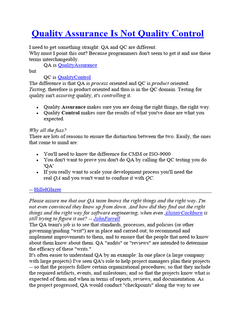 QA vs QC: Key Differences Explained | PDF | Quality Assurance | Iso 9000