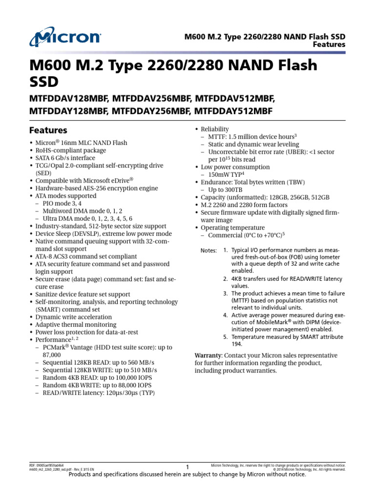 MTFDDAV128MBF Micron | PDF | Flash Memory | Computer Science