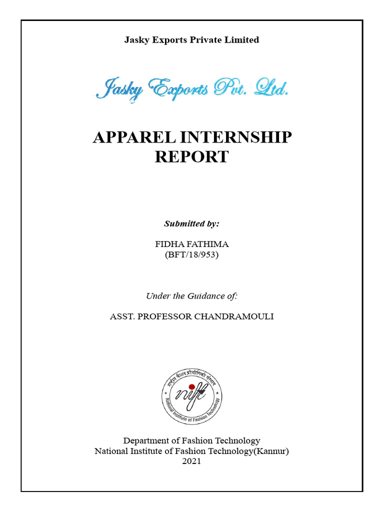 Apparel Internship Jasky PDF Textiles Clothing