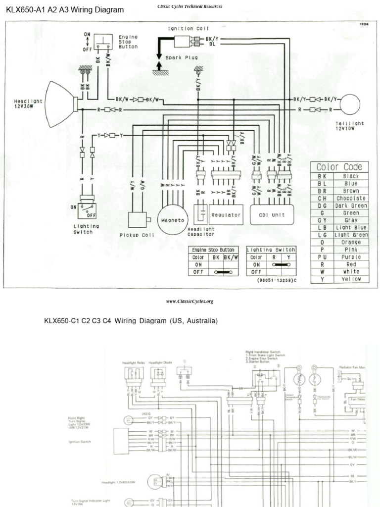 Kawasaki KLX650 KLX 650 Electrical Wiring Harness Diagram Schematic