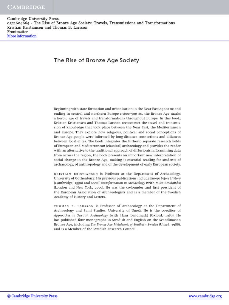 The Rise of Bronze Age Society | PDF | Mycenaean Greece | Bronze Age