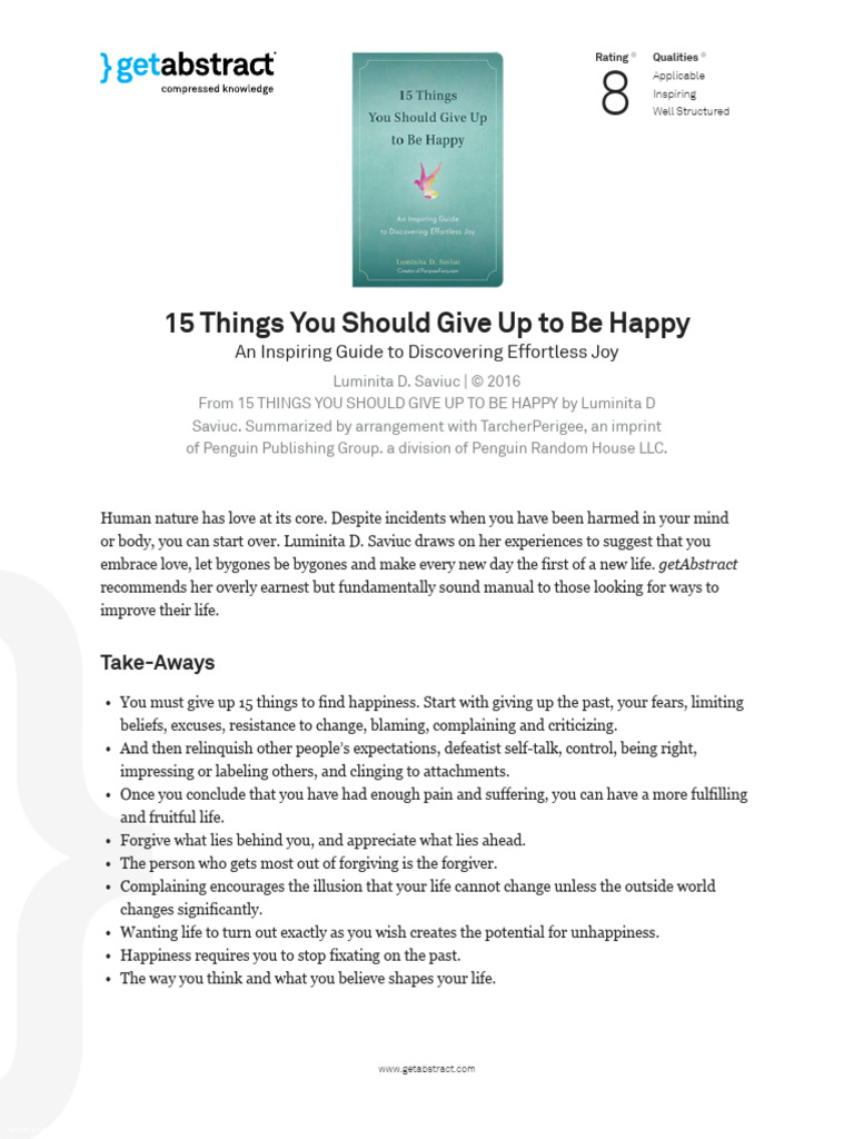 15 Things You Should Give Up To Be Happy | PDF | Forgiveness | Thought