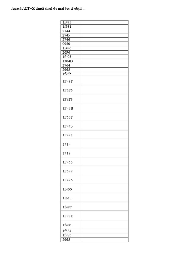 ALT+X Combinations for Symbols | PDF