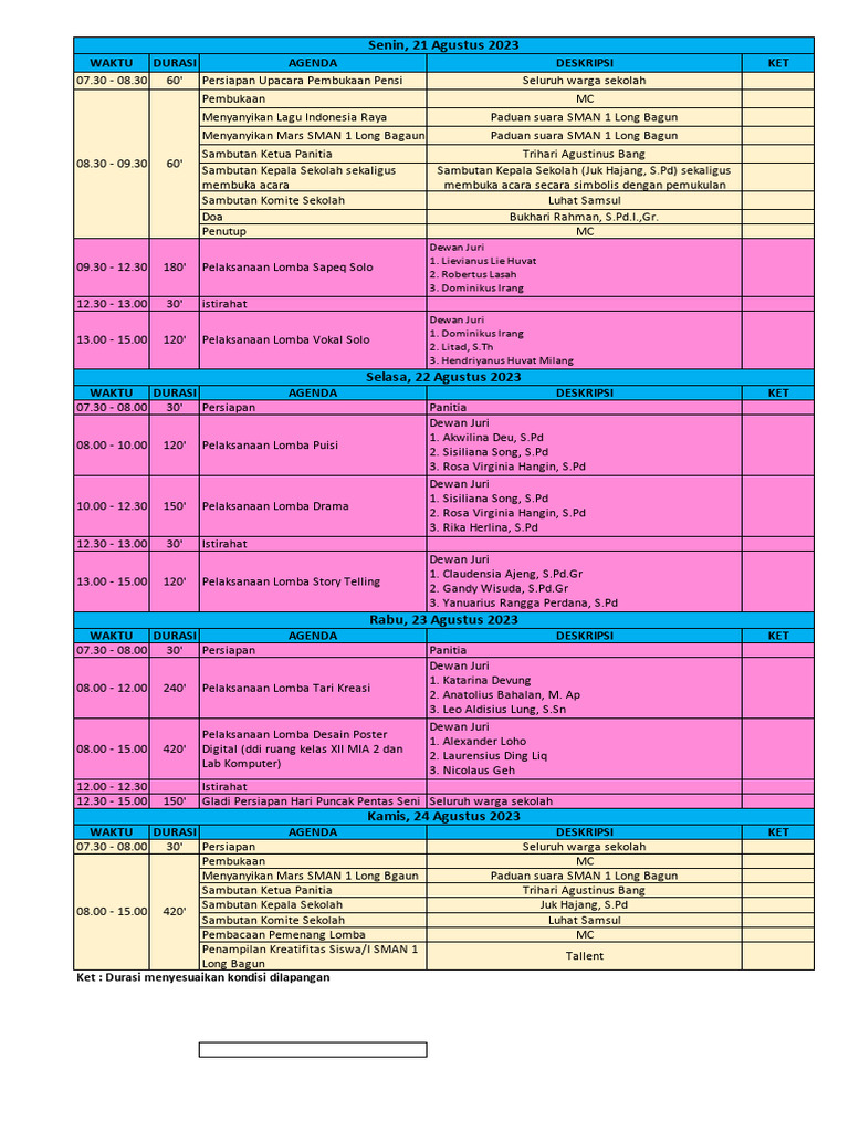 Template Rundown Acara Pensi | PDF