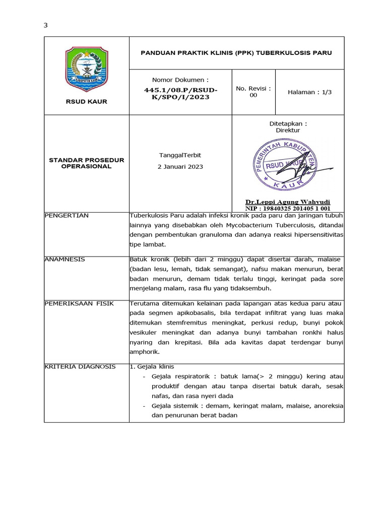 Panduan Praktik Klinis TB Paru 2023 | PDF