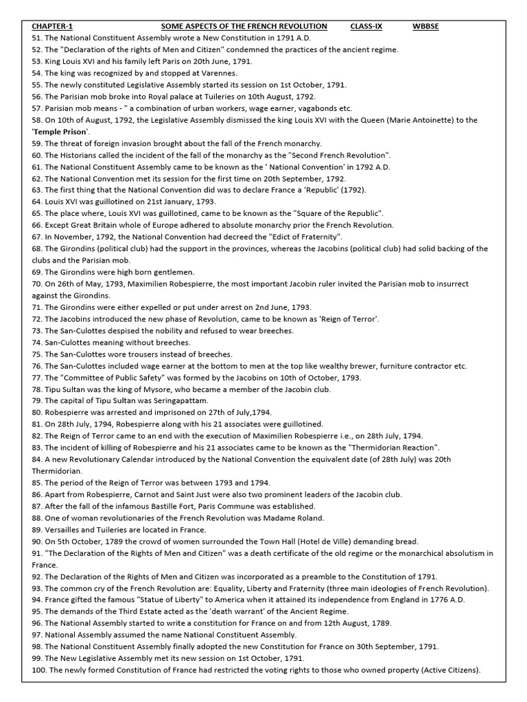 Chapter 1 history note for class 9 part 2 pdf french revolution