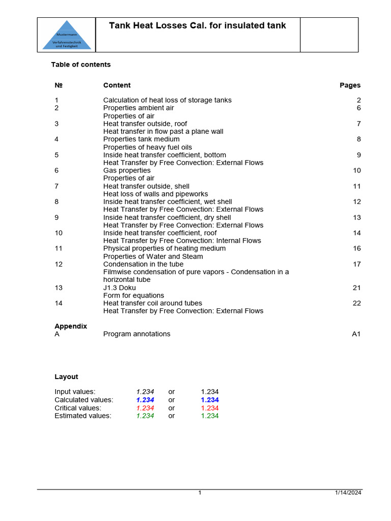 Insulated Tank Heat Loss Calculation | PDF | Heat Transfer | Thermal ...