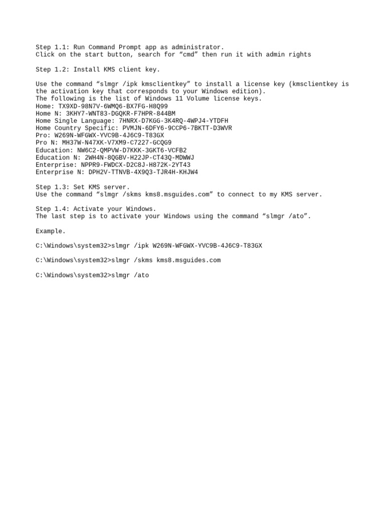 Windows 11 activation key pdf