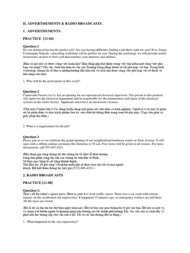 Listening Practice | PDF