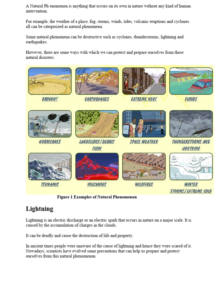 A Natural Phenomenon is anything that occurs on its own in nature