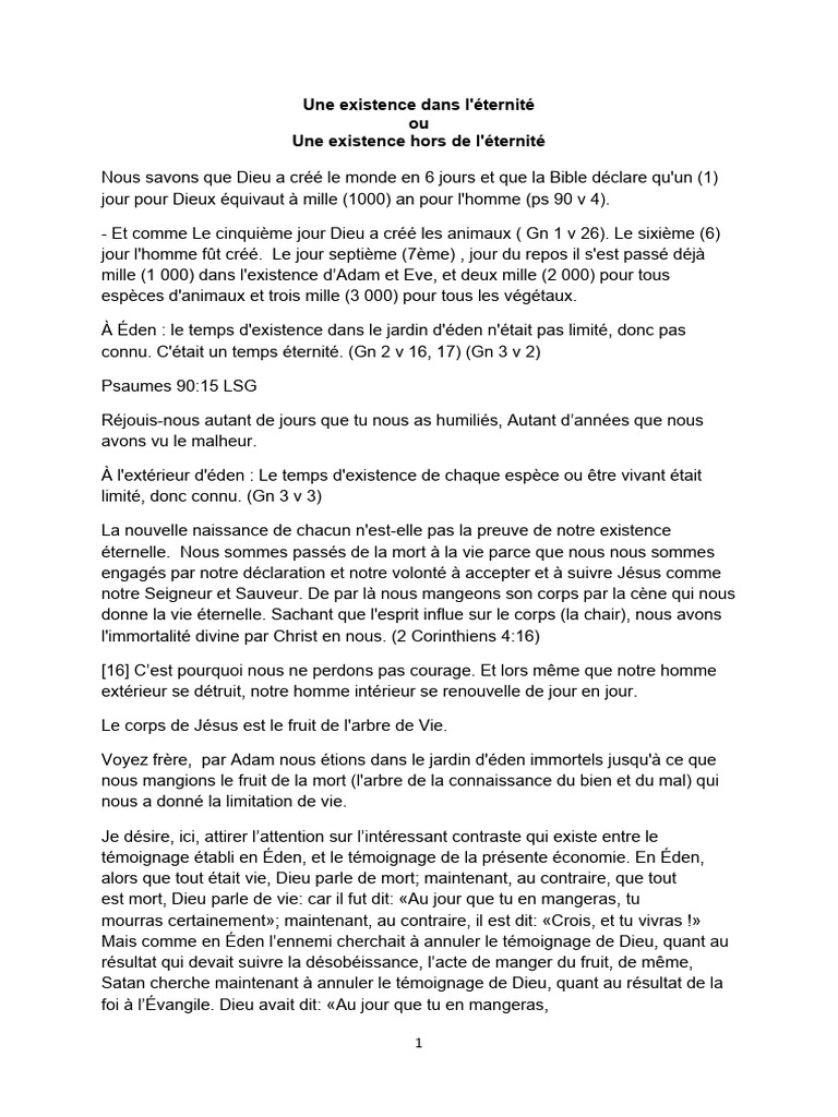La Grâce de Dieu et l'Éternité | PDF | Création (Bible) | Dieu
