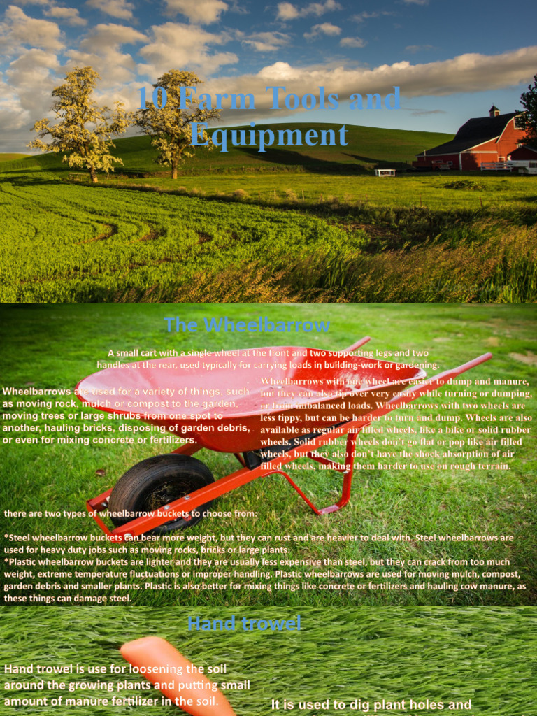 Essential Farm Tools: Wheelbarrow Guide | PDF | Agriculture | Horticulture