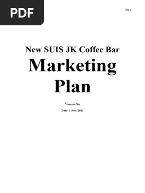 new suis jk coffee bar marketing plan
