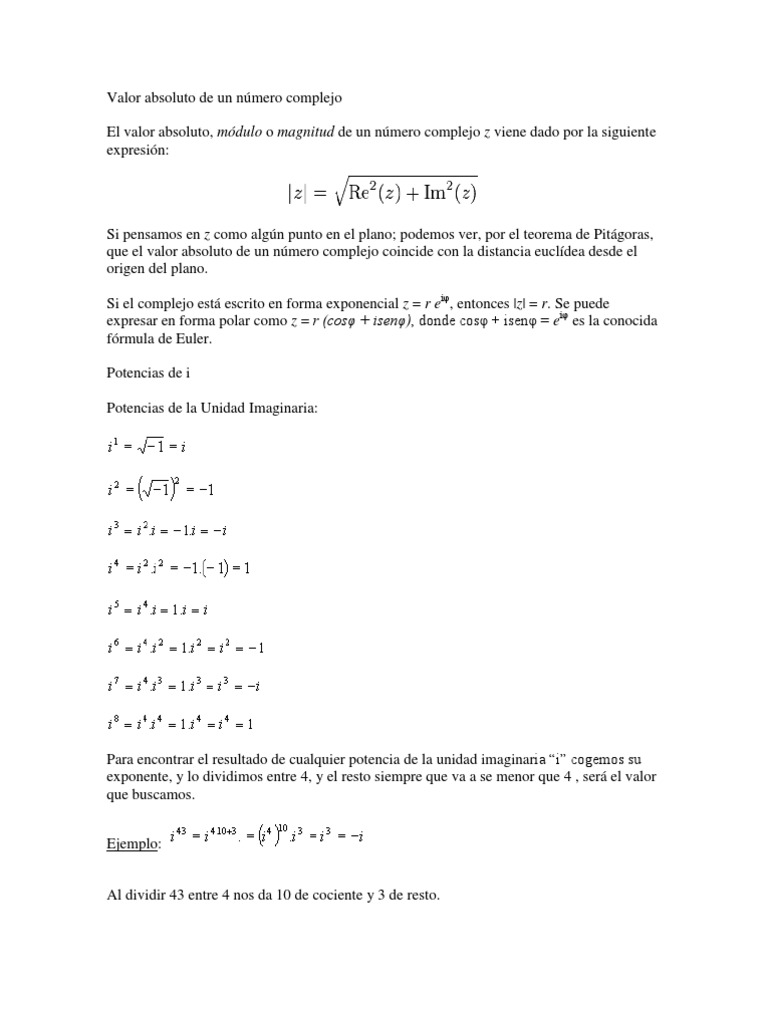 1.3 Potencia de I, Modulo o Valor Absoluto de Un Numero Compuesto | PDF