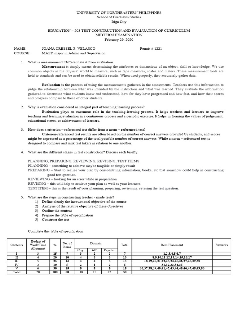 Test Construction and Evaluation Guide | PDF | Behavior Modification ...