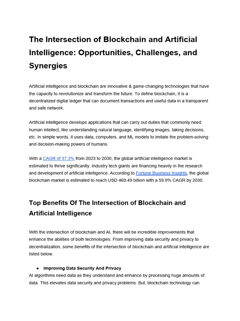 The Intersection of Blockchain and Artificial Intelligence ...