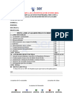 FICHA DE AVALIAÇÃO ESTÁGIO I - Eng. Mecânica