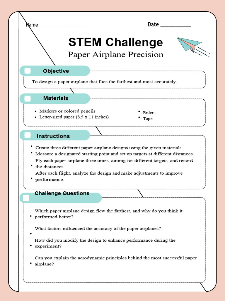 White Beige Blue Stem Challenge Intermediate Worksheet | PDF