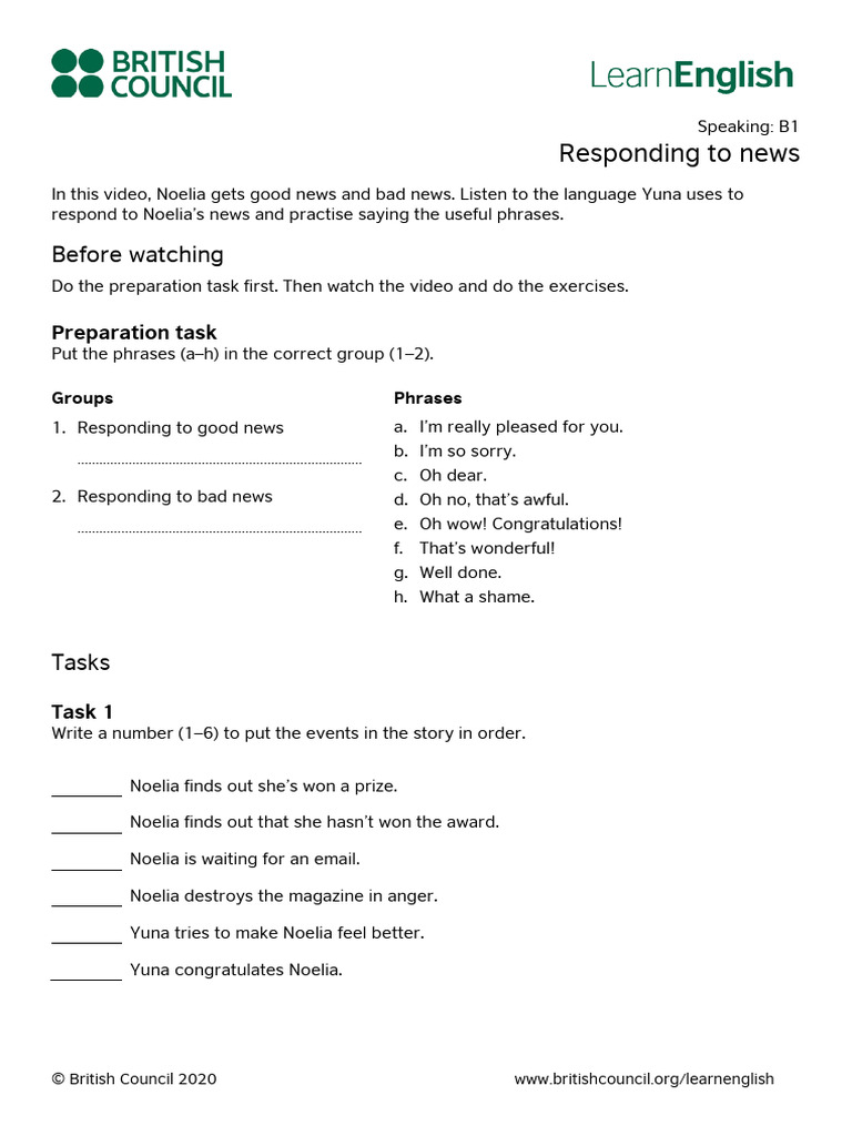 Responding to Good and Bad News | PDF