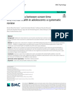 The Associations Between Screen Time and Mental Health in Adolescents: A Systematic Review