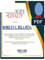 Certificate of Loyalty