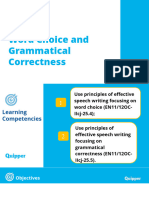 Oral Communication Unit 11 Lesson 4 Word Choice and Grammatical Correctness