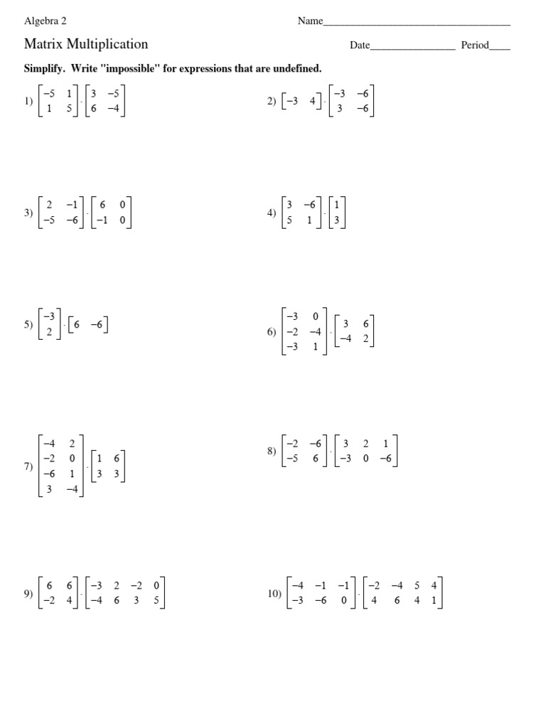 Matrix Multiplication WS | PDF | Abstract Algebra | Matrix Theory