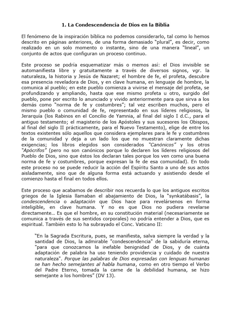 IV 1 La Condescendencia de Dios en La Biblia | PDF | Biblia | Dios