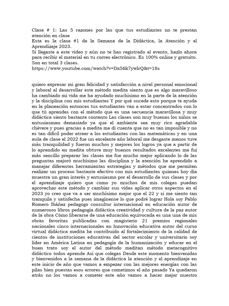 Clase 1 Las 5 razones por las que tus estudiantes no te prestan ...