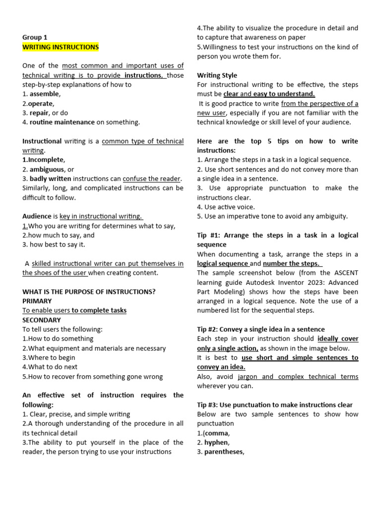 Writing instructions pdf ambiguity
