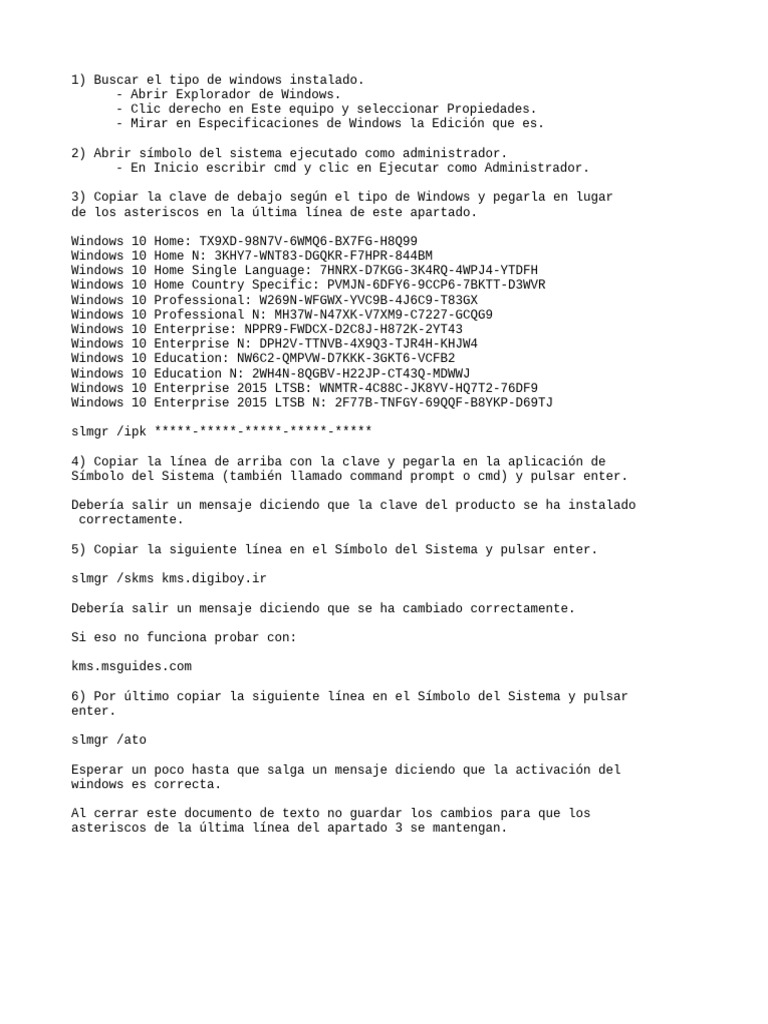 Activar windows en cmd pdf